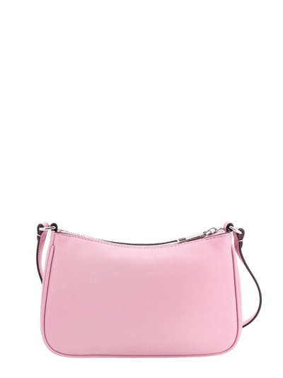 Shop Karl Lagerfeld Leather Shoulder Bag With Frontal Metal Logo In Pink