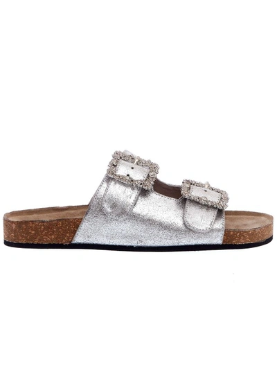 Shop Strategia Silver Slipper With Strass Buckle