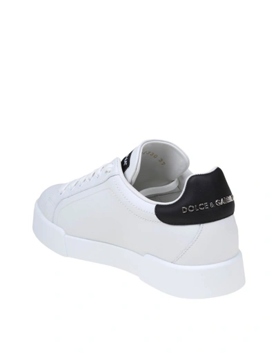 Shop Dolce & Gabbana White Leather Portofino Sneakers