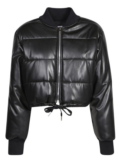 Shop Msgm Quilted Faux Leather Jacket In Black