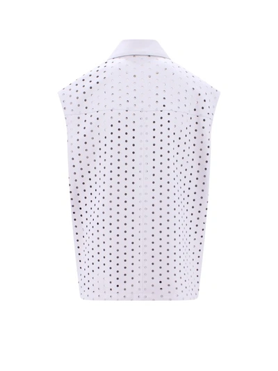 Shop Simonetta Ravizza Macro-perforated Leather Vest In White