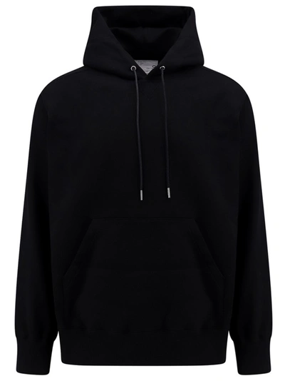 Shop Sacai Cotton Sweatshirt With S Detail In Black