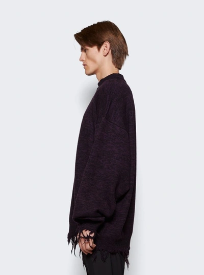Shop Vetements Afterlife Destroyed Knitted Sweater In Purple
