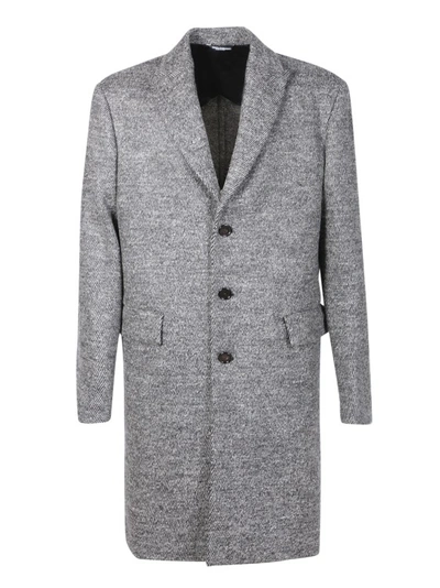 Shop Dolce & Gabbana Single-breasted Grey Wool Coat