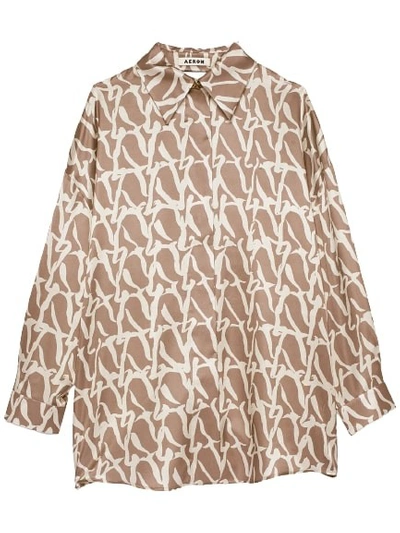 Shop Aeron Julia - Silk Print Shirt In Brown