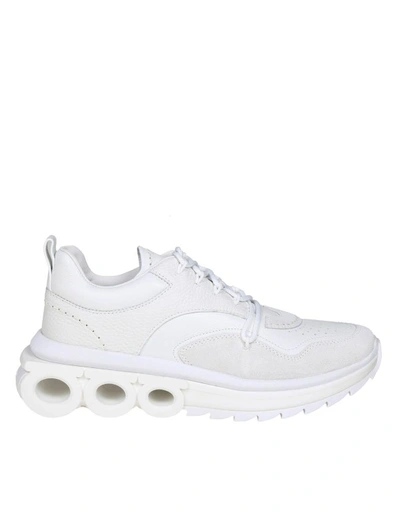 Shop Ferragamo Optical White Fabric Nima Sneakers