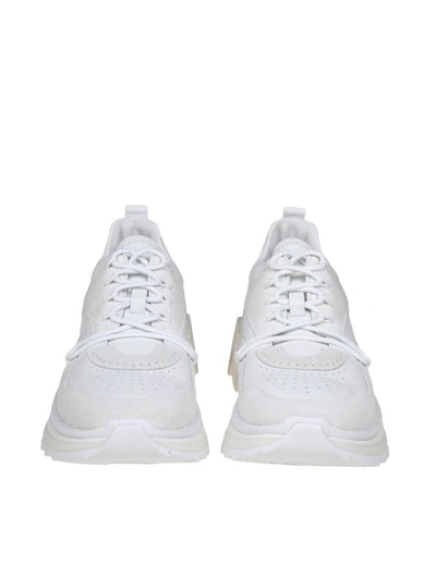 Shop Ferragamo Optical White Fabric Nima Sneakers