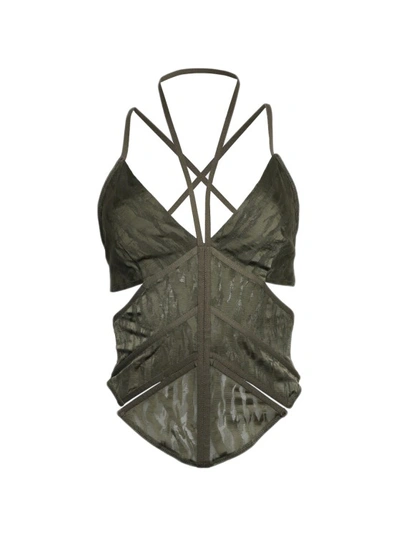 Shop Dion Lee Camo Lace Corset In Grey