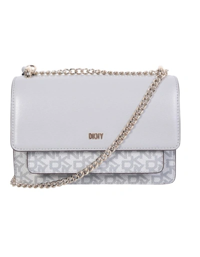 Shop Dkny Bryant Synthetic Leather Shoulder Bag In Grey