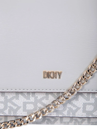 Shop Dkny Bryant Synthetic Leather Shoulder Bag In Grey