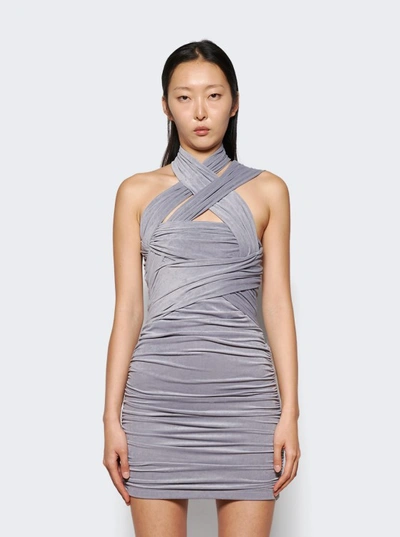 Shop Alexander Wang Interwoven Mini Halter Dress In Grey