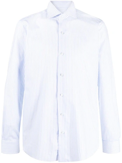 Shop Barba White Stripe Linen Shirt