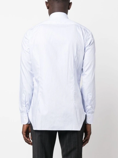 Shop Barba White Stripe Linen Shirt