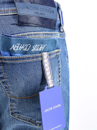 Shop Jacob Cohen Stretch Cotton Jeans With Back Logo Patch In Blue