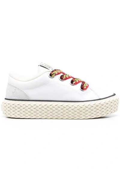 Shop Lanvin Cotton Lace-up Sneakers In White