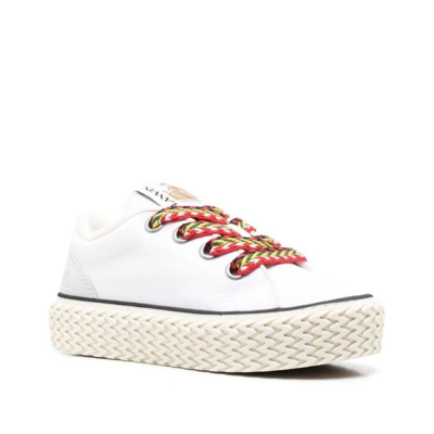 Shop Lanvin Cotton Lace-up Sneakers In White