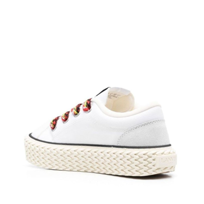 Shop Lanvin Cotton Lace-up Sneakers In White