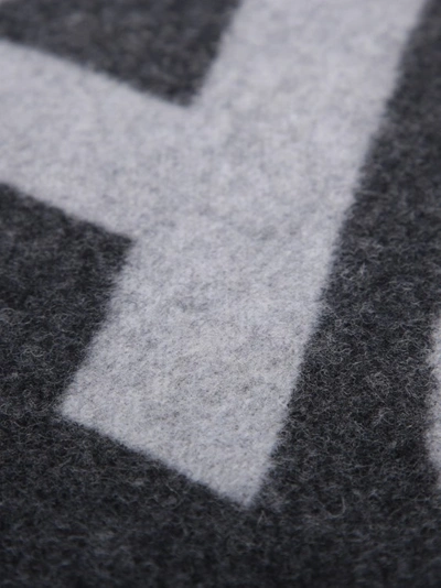 Shop Acne Studios Black Wool-blend Intarsia Logo Scarf In Grey