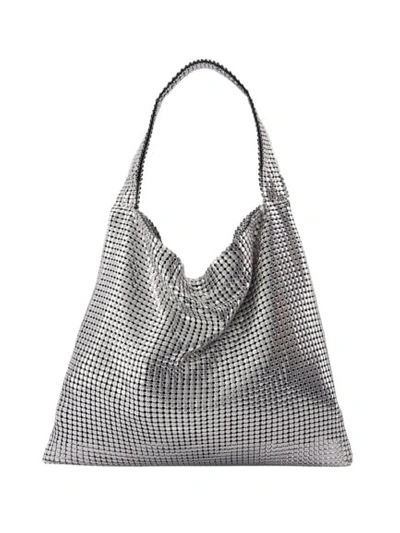 Shop Rabanne Pixel Hobo Bag - Silver - Strass