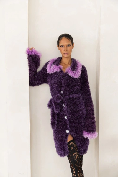 Shop Andreeva Violet Handmade Knit Cardigan In Purple