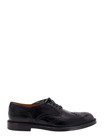 Shop Doucal's Horse Lace-up Shoe With Iconic Stitiching In Black