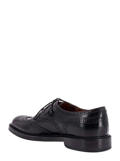 Shop Doucal's Horse Lace-up Shoe With Iconic Stitiching In Black