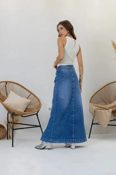 Shop Hi Lo Wear Skirt New York Jeans In Blue
