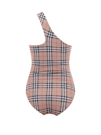 Shop Burberry Nylon One-piece Swimsuit In Pink