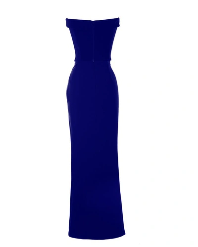 Shop Gemy Maalouf Strapless Blue Crepe Dress - Long Dresses