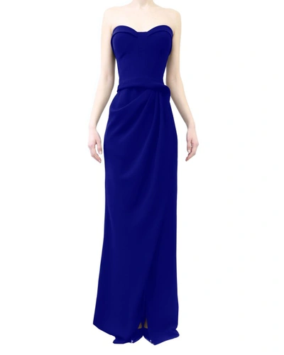 Shop Gemy Maalouf Strapless Blue Crepe Dress - Long Dresses