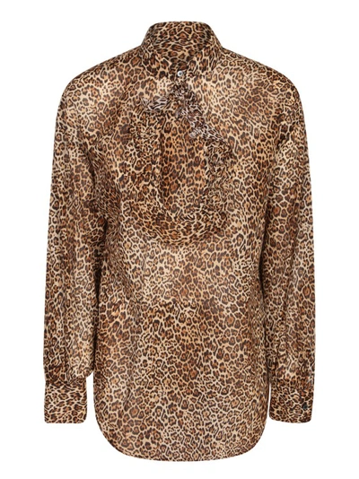 Shop Dsquared2 Leopard Print Blouse In Brown