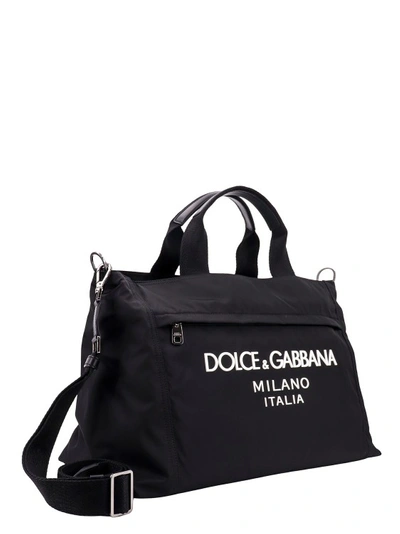 Shop Dolce & Gabbana Nylon Handbag With Logo Print In Black