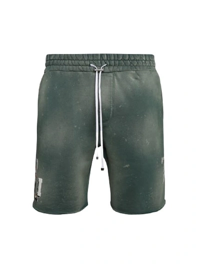 Shop Amiri Vintage Tiger Sweat Shorts In Green