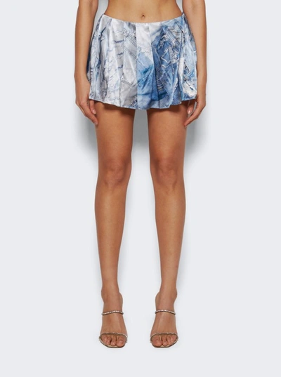 Shop Natasha Zinko Denim Print Skirt In Blue