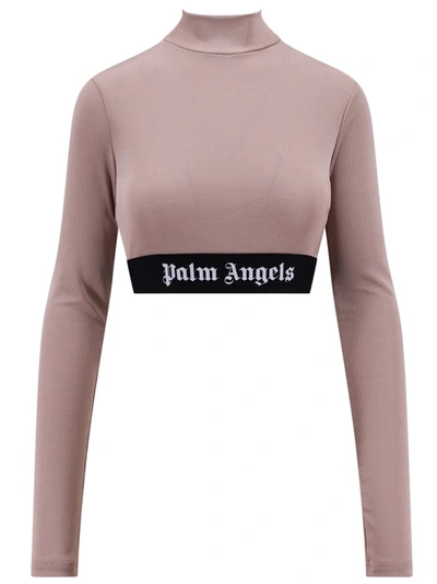 Shop Palm Angels Stretch Jersey Top In Neutrals