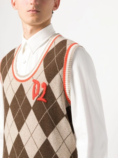 Shop Dsquared2 Multicolour Logo Embroidered Knit Vest In Multicolor