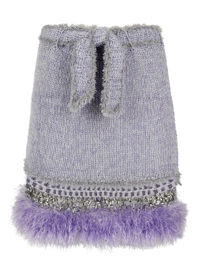 Shop Andreeva Lavender Handmade Knit Midi Skirt In Grey