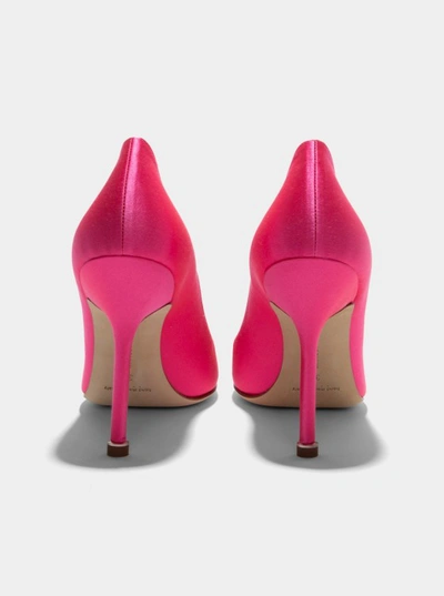 Shop Manolo Blahnik Hangisi Satin Jewel Buckle Pumps In Pink