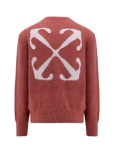 Shop Off-white Mohair Blend Sweater With Arrow Motif In Orange