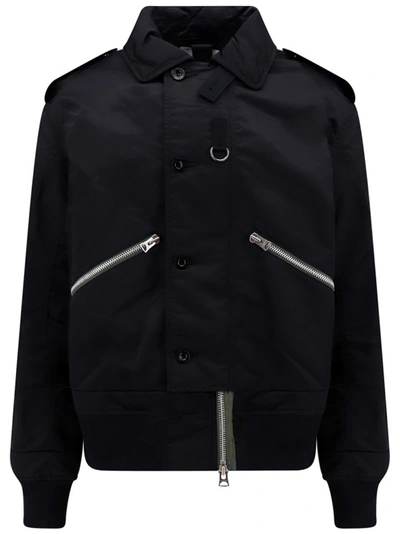 Shop Sacai Zip And Double Slider Nylon Jacket In Black