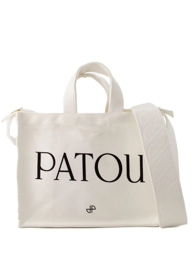 Shop Patou Small Tote Bag - Cotton - Cream In Neutrals