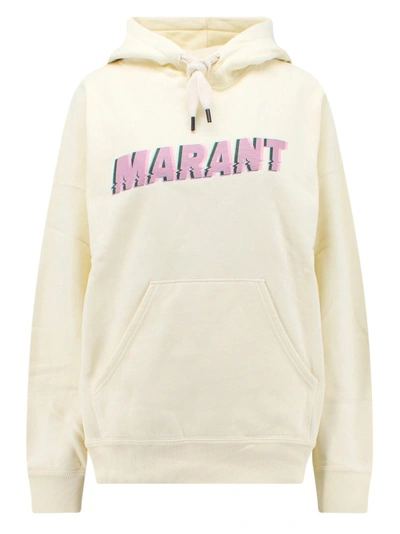 Shop Isabel Marant Cotton Blend Sweatshirt With Front Logo In Neutrals