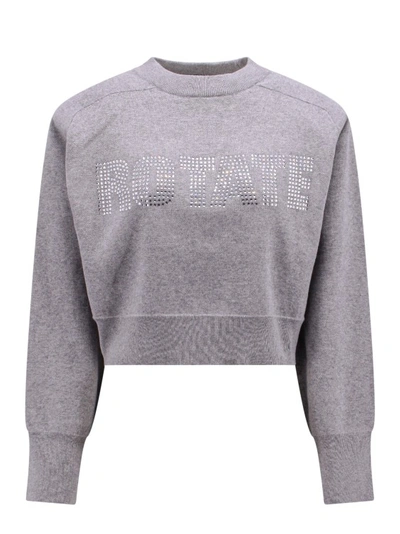 Shop Rotate Birger Christensen Organic Cotton And Cashmere Sweater In Grey