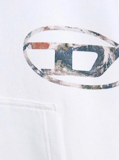 Shop Diesel Cotton Sweatshirt With Planet Motif In White