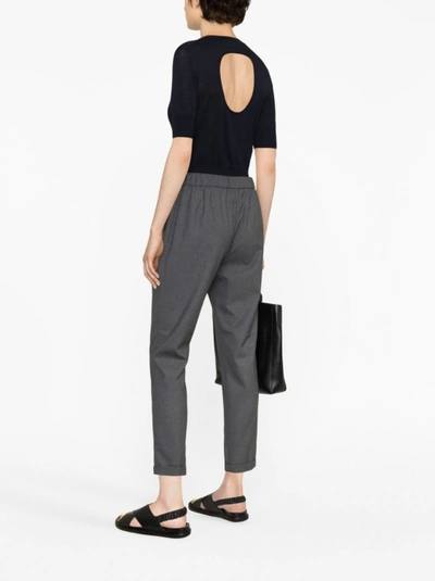 Shop Fabiana Filippi Grey Wool Cropped Trouser