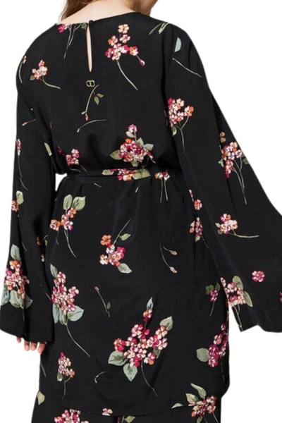 Shop Twinset Viscose Crêpe Fabric Short Dress In Black