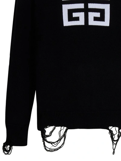 Shop Givenchy Black Crewneck Cotton Knit Sweater