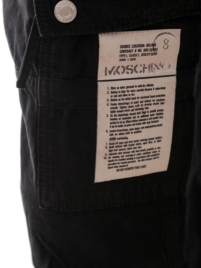 Shop Moschino Cotton Cargo Trouser In Black
