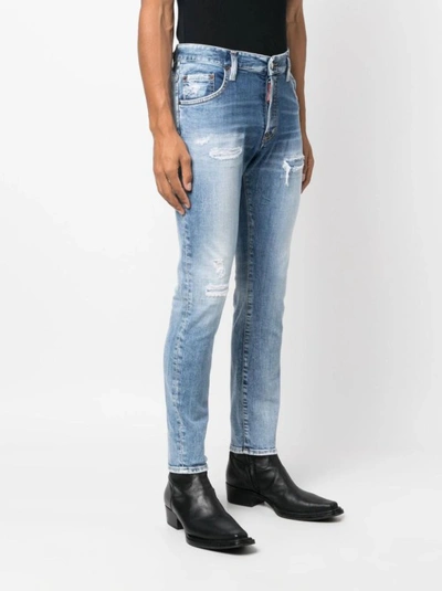 Shop Dsquared2 Logo Patch Mid-rise Skinny Jeans In Blue