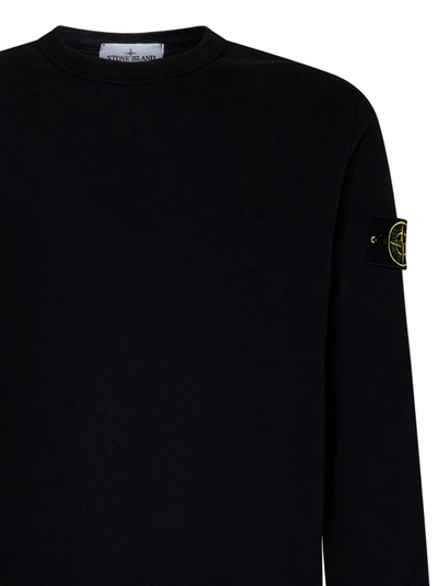 Shop Stone Island Black Garment-dyed Brushed Cotton Sweatshirt
